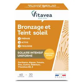 VITAVEA Complément alimentaire Bronzage & Teint soleil intensif uniforme x60