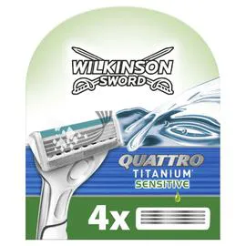 WILKINSON SWORD, QUATTRO Lames de rasoir Titanium Sensitive x4