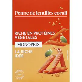 MONOPRIX Penne lentilles corail 250g