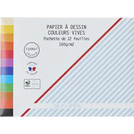 MONOPRIX Monoprix Maison papier à dessin couleurs vives pochettes x12 feuilles l'unité