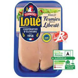 FERMIERS DE LOUÉ Filets de poulet blanc sans peau 260g 