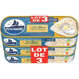 PETIT NAVIRE Maquereaux vin blanc & romarin 3x175g