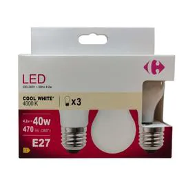 CARREFOUR Ampoule LED fil sphérique - 40W - E27 x3