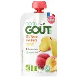 GOOD GOÛT Purée de fruits à boire bébé dès 4 mois poire pêche sans sucres ajoutés Bio 120g