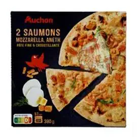 AUCHAN Pizza 2 saumons mozzarella aneth 380g