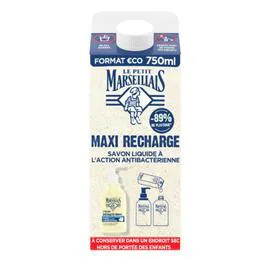 LE PETIT MARSEILLAIS Savon Liquide Recharge Action Antibactérienne 750ml