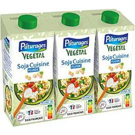 PÂTURAGES Végétal - Soja cuisine fluide 15% MG 3x20cl