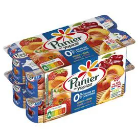 YOPLAIT, PERLE DE LAIT Yaourt 0% MG fruits panachés, abricot, pêche, fraise, cerise 16x125g