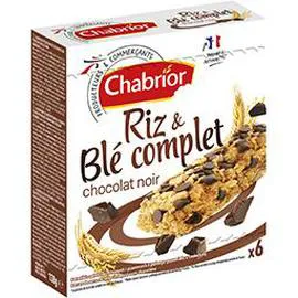 CHABRIOR Barre riz & blé complet chocolat noir 138g