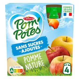 MATERNE, POM'POTES Compote pomme s/sucres ajoutés 4x90g