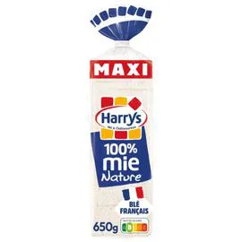 HARRYS Pain de mie 100% mie nature sans croûte maxi 650g