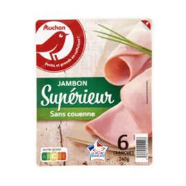 AUCHAN Jambon supérieur sans couenne 240g