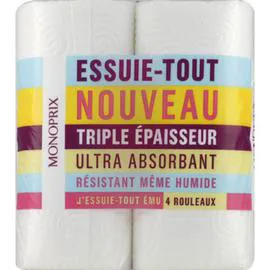 MONOPRIX Essuie-tout triple épaisseur ultra absorbant x4