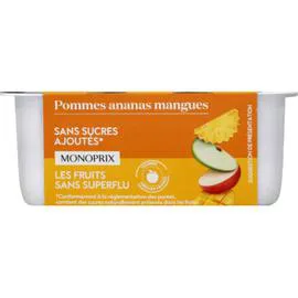 MONOPRIX Pommes ananas mangues yaourts 4x100g