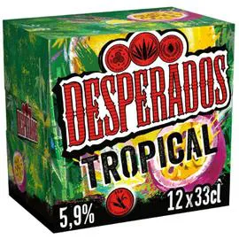 DESPERADOS TROPICAL Bière aromatisée au Rhum, fruit de passion et citron vert 12x33cl