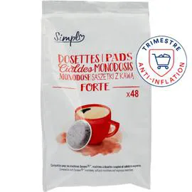 CARREFOUR SIMPL Café dosettes compatibles Senseo Forte x48 334g