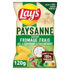 LAY'S Chips recette paysanne saveur fromage frais, ail de Garonne et fines herbes 120g