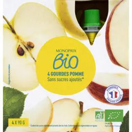 MONOPRIX BIO Purée de pomme sans sucres ajoutés, bio 360g