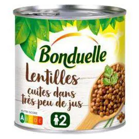 BONDUELLE Lentilles cuites dans très peu de jus 265g