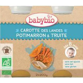 BABYBIO Pot bébé truite 6-9mois Carotte potimarron 2x200g