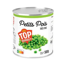 TOP BUDGET Petits pois très fins à l'étuvé 530g
