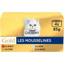 PURINA, GOURMET GOLD Pâtée chats Mousselines 4x85g