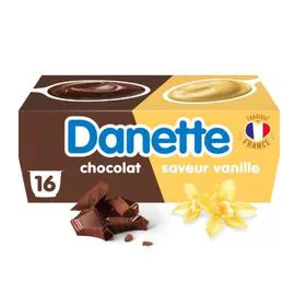 DANONE, DANETTE Crème dessert chocolat vanille 16x115g