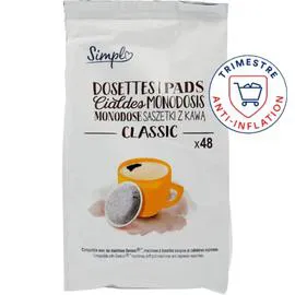 CARREFOUR SIMPL Café dosettes compatibles Senseo Classic x48 334g