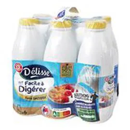MARQUE REPÈRE, DÉLISSE Lait demi-écrémé Sans lactose UHT 6x1l