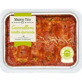 MAISON TINO Plat cuisiné cannelloni ricotta épinards 750g