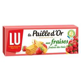LU, PAILLE D'OR Biscuits gaufrettes fourrées aux fraises et fraises des bois 170g