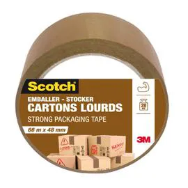 3M, SCOTCH Adhésif emballage PVC havane 66mx48mm l'unité