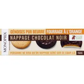MONOPRIX Génoises fourrage à l'orange nappage chocolat noir 150g