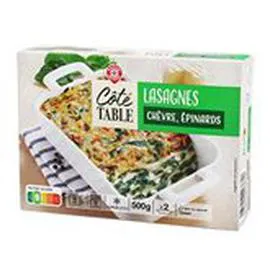 MARQUE REPÈRE, CÔTÉ TABLE Lasagnes chèvre épinards Surgelés 500g