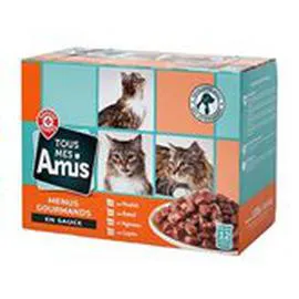 MARQUE REPÈRE, LYCAT Sachet repas chats Viande en sauce 12x100g