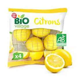 MARQUE REPÈRE, BIO VILLAGE Citrons Sachet x4 x4