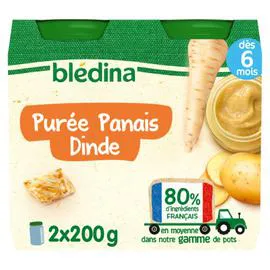 BLÉDINA Petit pot bébé dès 6 mois purée panais dinde 2x200g