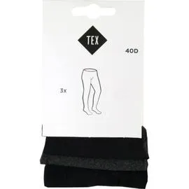 Collant fille noir uni fin T4/5ans (x3)