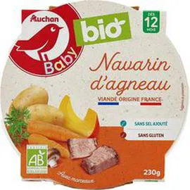 AUCHAN BABY BIO Assiette navarin d'agneau dès 12 mois 230g