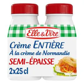 ELLE & VIRE Crème UHT semi-épaisse entière 2x25cl