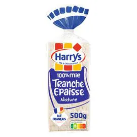 HARRYS Pain de mie 100% mie tranches épaisses nature sans croûte 500g