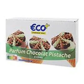 ECO+ Cônes chocolat Pistache - x8 520g