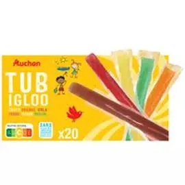 AUCHAN RIK & ROK Tub igloo bâtonnets de glace à l'eau fruité 850g