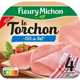 FLEURY MICHON Jambon Le Torchon cuit à l'étouffée réduit en sel 120g