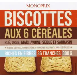 MONOPRIX Biscottes aux 6 céréales 300g