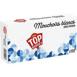 TOP BUDGET Mouchoirs blancs double épaisseur x150