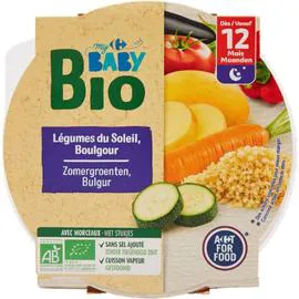 CARREFOUR BABY Plat bébé bio légumes boulgour, dès 12 mois 230g