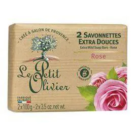 LE PETIT OLIVIER Savon rose Savonnette extra douce 2x100g
