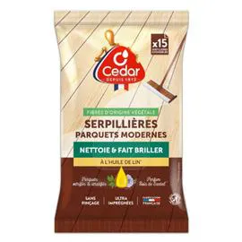 O'CEDAR Lingettes Serpillières Nettoyant Parquets Modernes à l'Huile de Lin x15