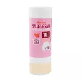 AUCHAN Sacs poubelle salle de bain à liens coulissants 10L x20